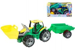 Traktor 60 cm kanállal 45 cm pótkocsival műanyag dobozban