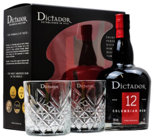 Dictador 12YO + 2 pohárral 40% 0,7L