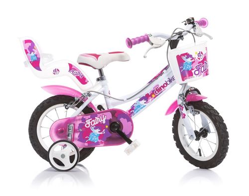 Gyerekbicikli Dino FAIRY 12" HiTech acél fehér/rózsaszín