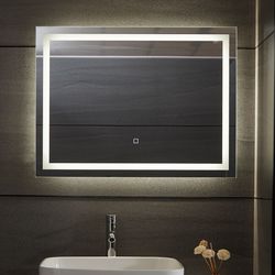 AQUAMARIN Fürdőszobatükör LED világítás 80 x 60 cm 28 W