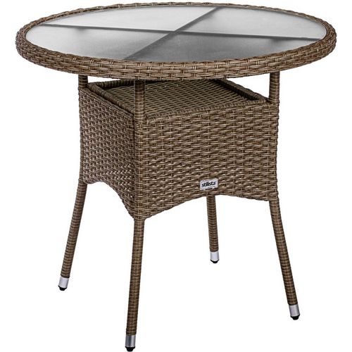 STILISTA Kerti asztal  80 x 80 x 75 cm polyrattan krém