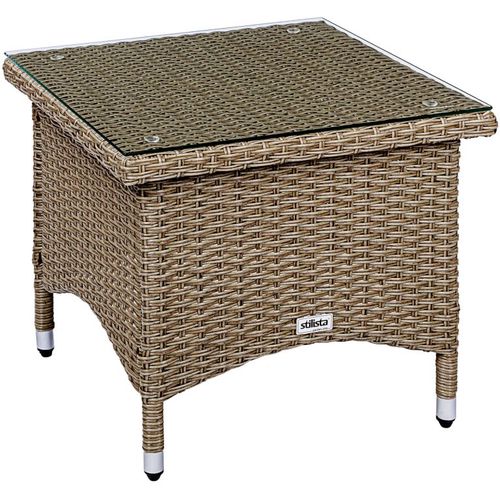 STILISTA Kerti asztal polyrattan 50 x 50 cm krém