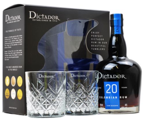 Dictador 20YO + 2 pohárral 40% 0,7L